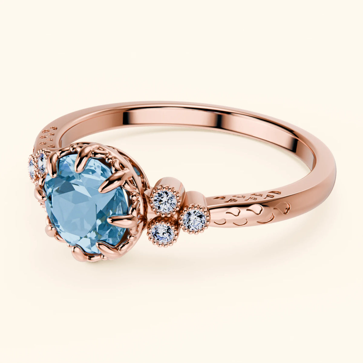 Engagement Ring Clarté - 0.85ct Swiss Blue Topaz with Natural Diamond Side Stones