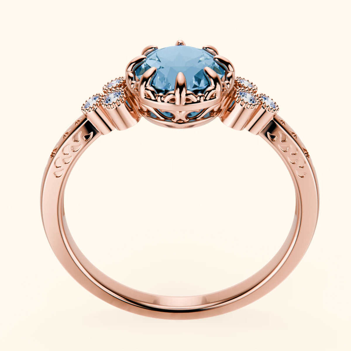 Engagement Ring Clarté - 0.85ct Swiss Blue Topaz with Natural Diamond Side Stones