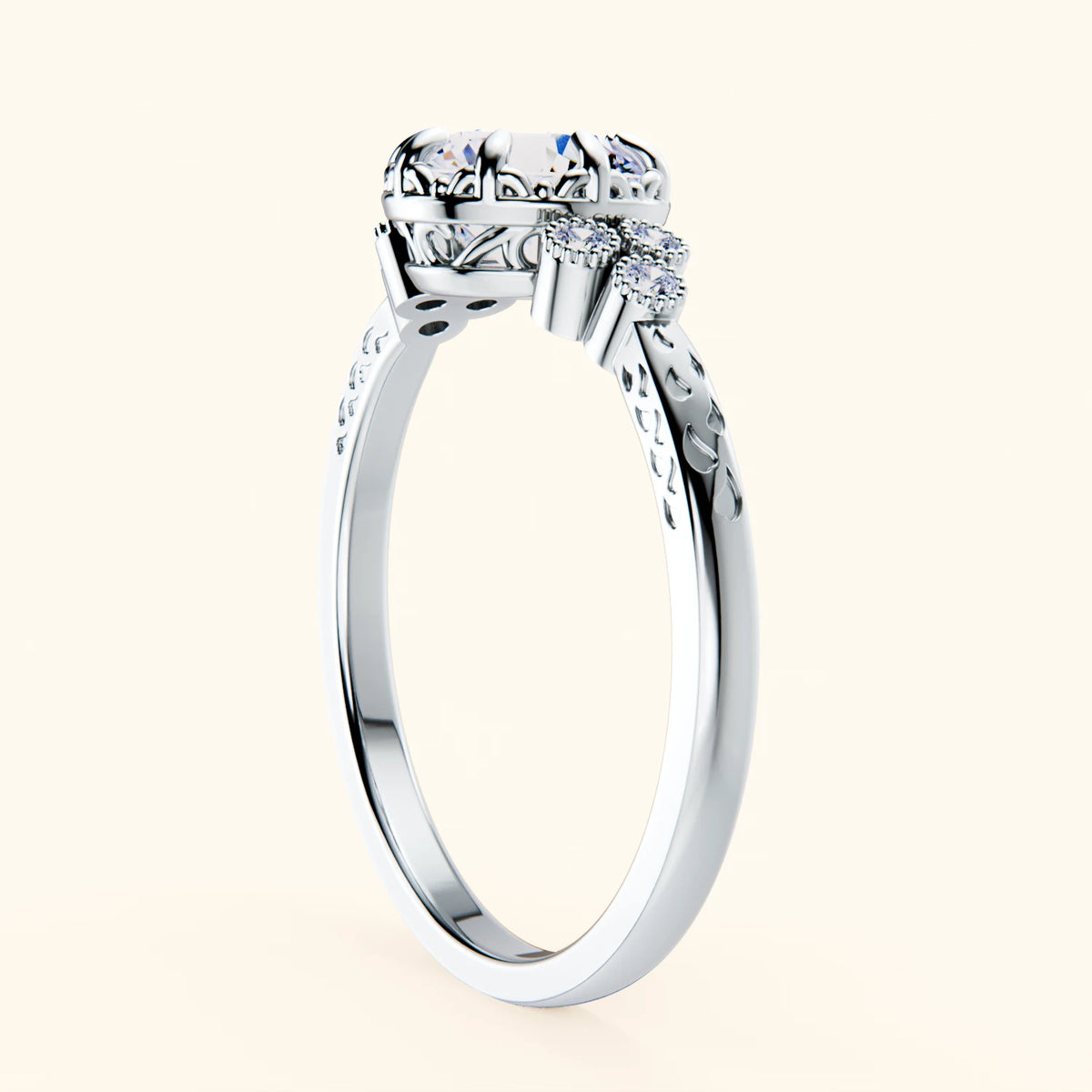 Pierścionek zaręczynowy Clarté – Diament naturalny 1 ct, kamienie boczne: diament naturalny