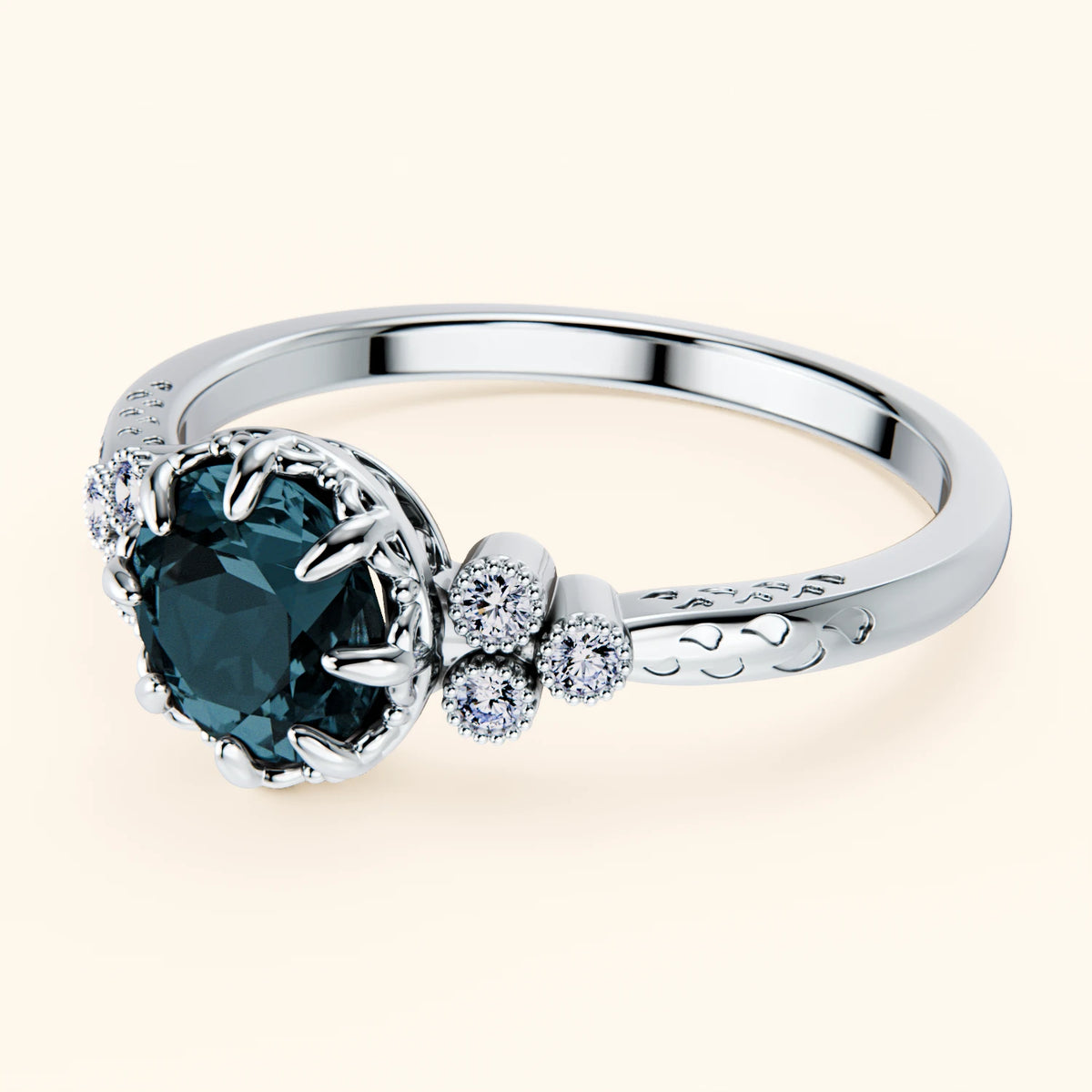 Pierścionek zaręczynowy Clarté – Topaz London Blue 0,85 ct, kamienie boczne: diament naturalny