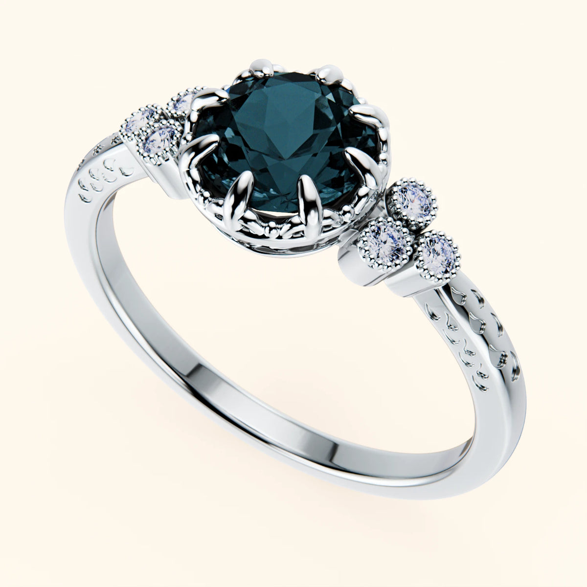 Pierścionek zaręczynowy Clarté – Topaz London Blue 0,85 ct, kamienie boczne: diament naturalny