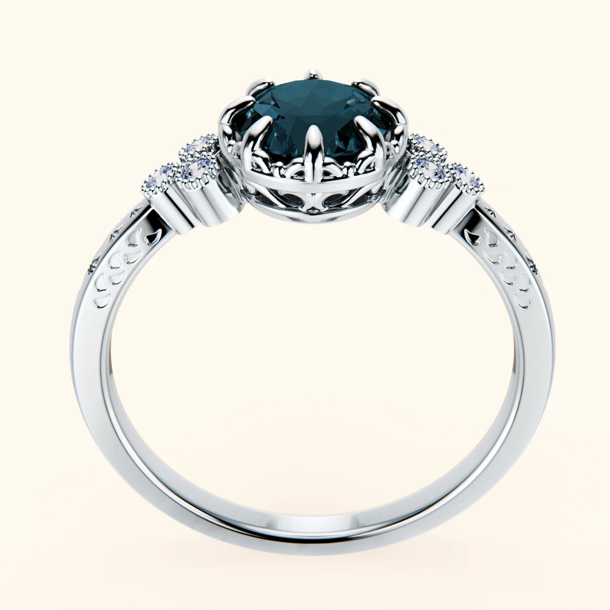 Pierścionek zaręczynowy Clarté – Topaz London Blue 0,85 ct, kamienie boczne: diament naturalny