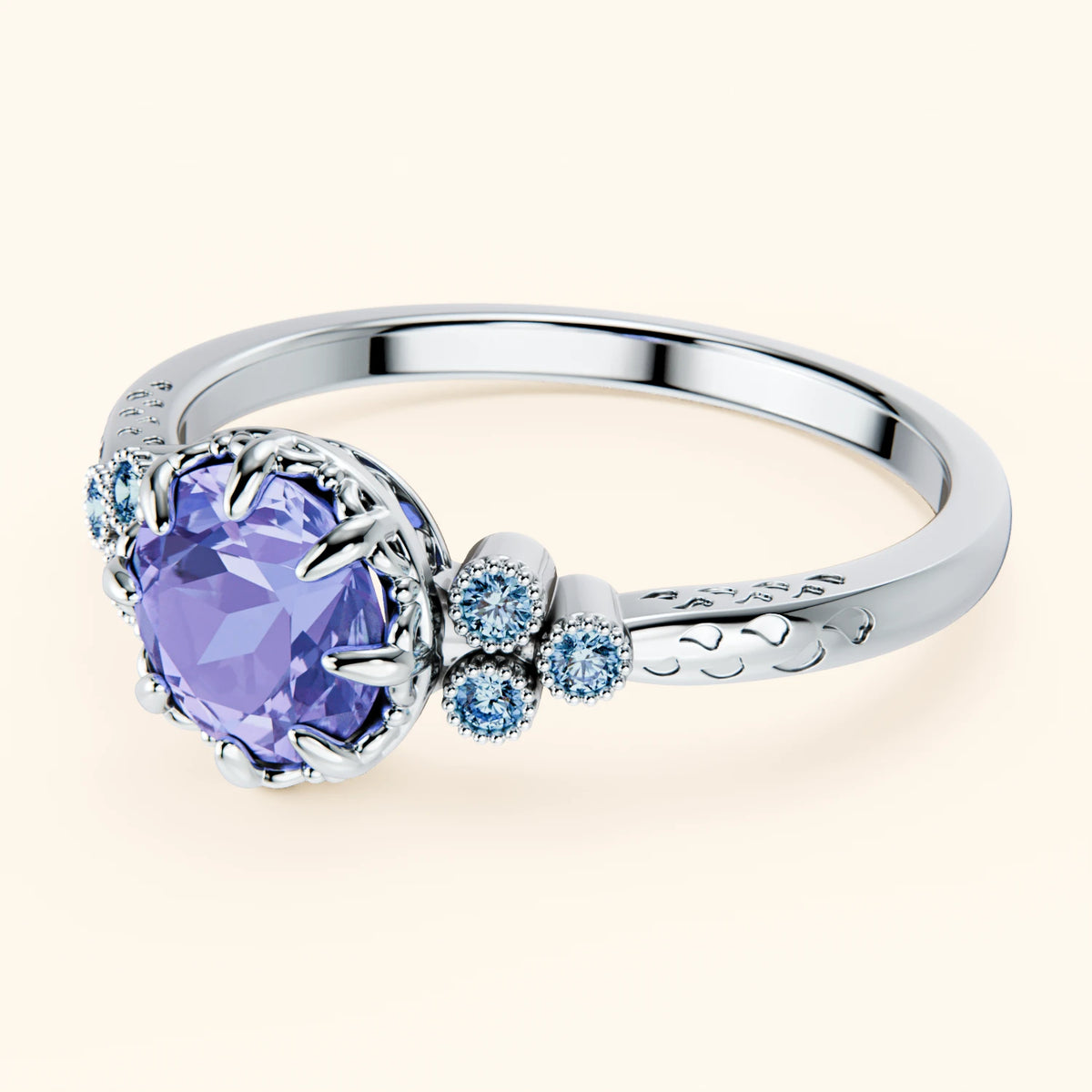 Engagement Ring Clarté - 0.80ct Tanzanite with Lab Blue Diamond Side Stones