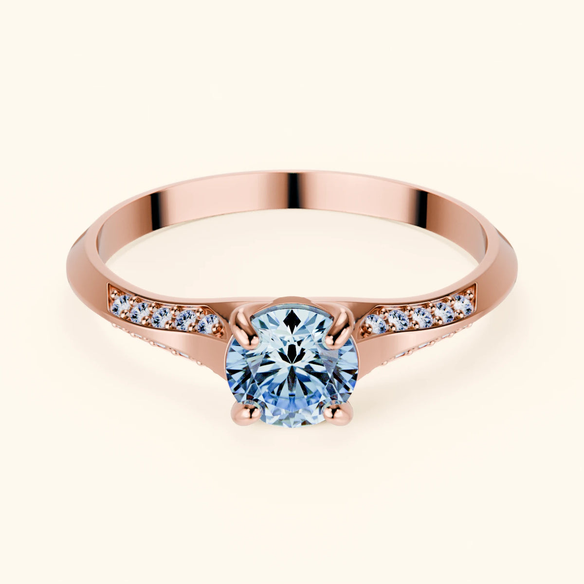 Engagement Ring Délié - 0.5ct Lab Blue Diamond with Natural Diamond Side Stones