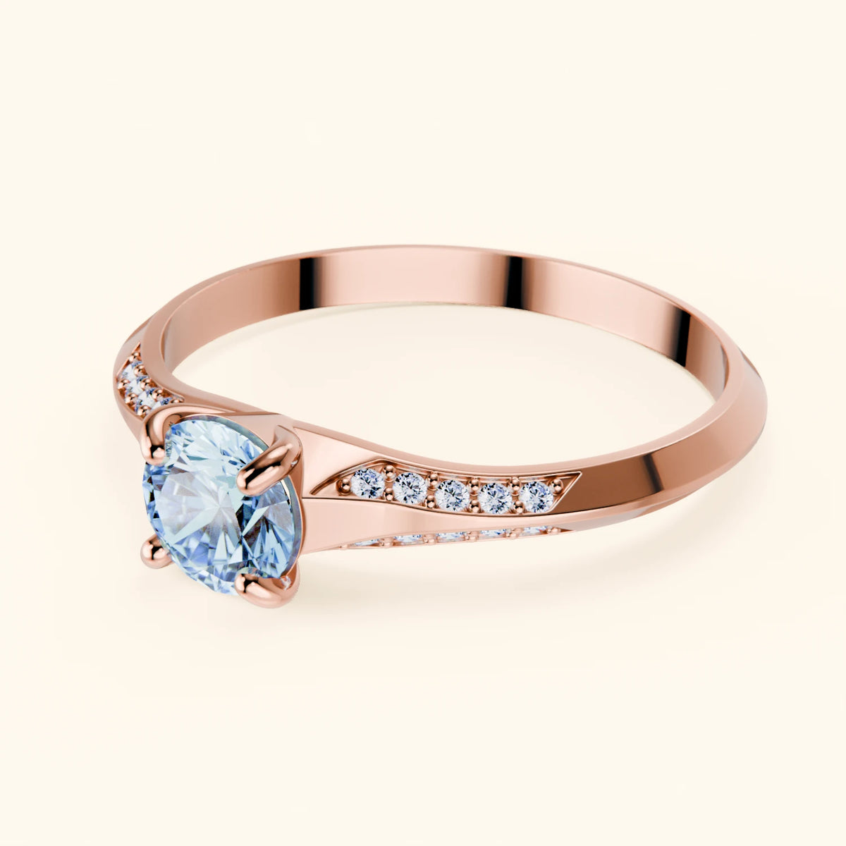 Engagement Ring Délié - 0.5ct Lab Blue Diamond with Natural Diamond Side Stones