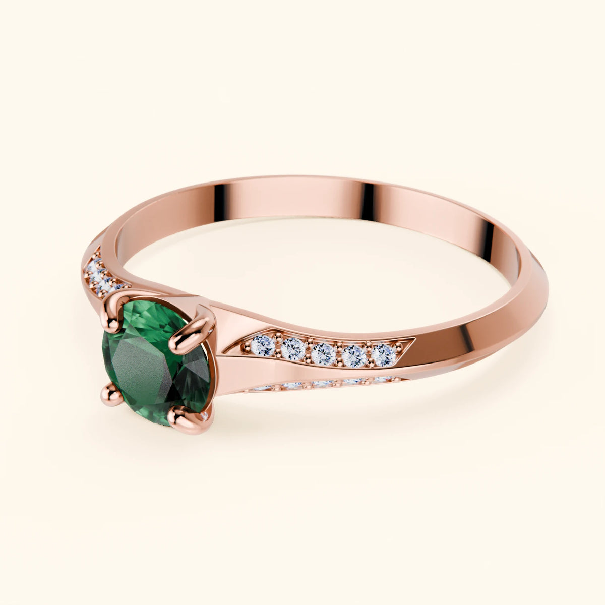 Engagement Ring Délié - 0.5ct Lab Emerald with Lab Diamond Side Stones