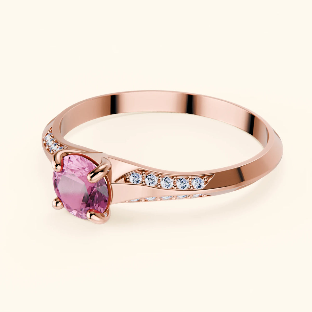 Engagement Ring Délié - 0.60ct Natural Pink Sapphire with Natural Diamond Side Stones