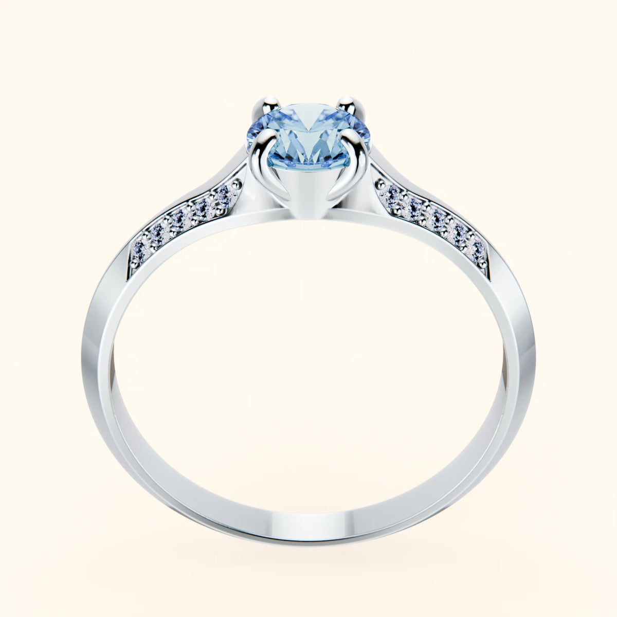 Engagement Ring Délié - 0.5ct Lab Blue Diamond with Natural Diamond Side Stones