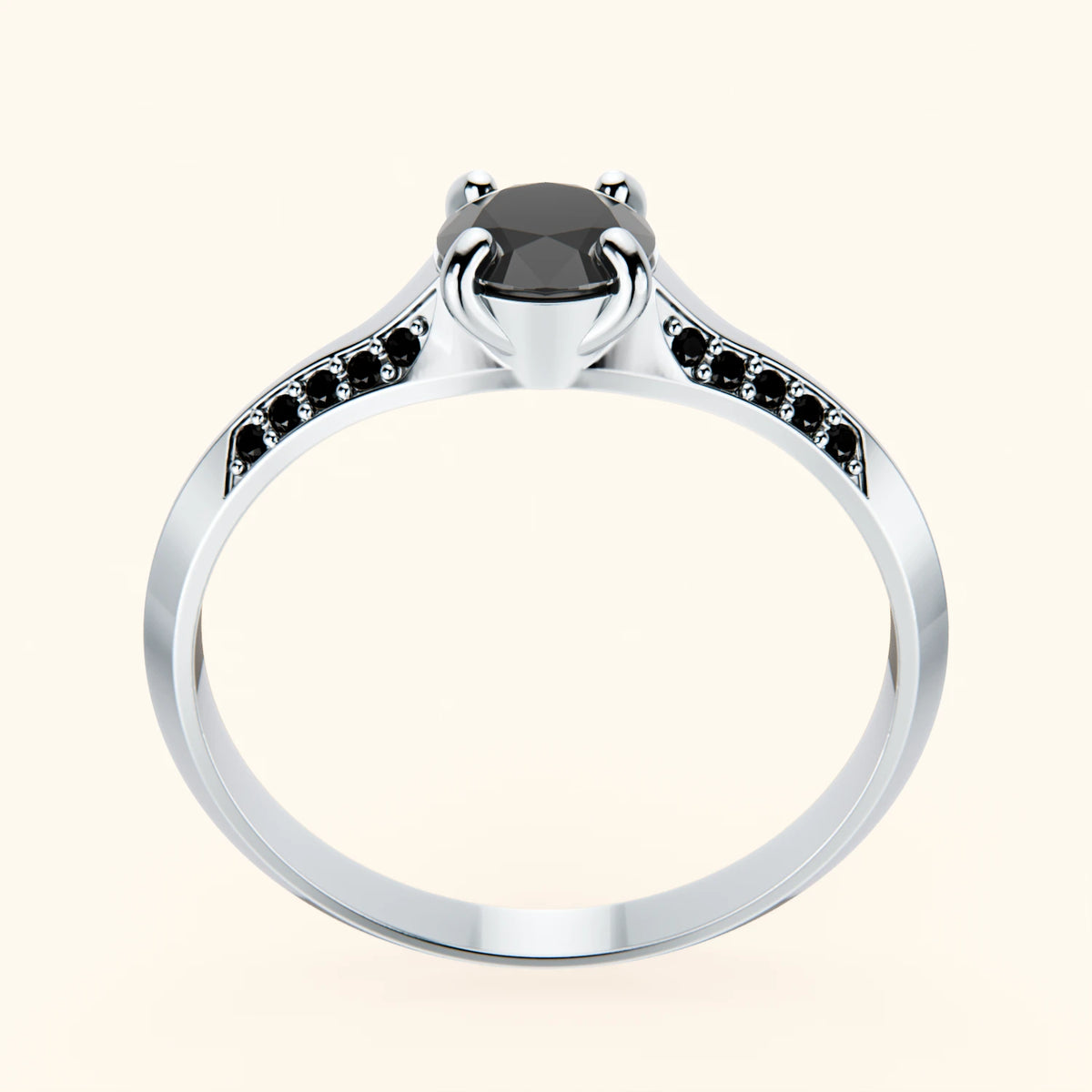 Pierścionek zaręczynowy Délié – Czarny diament 0,5 ct, kamienie boczne: czarny diament