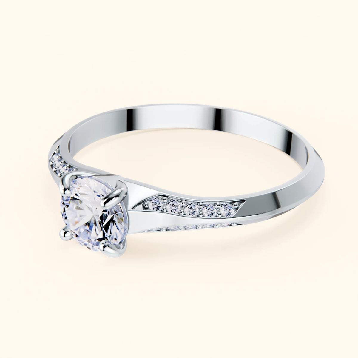 Pierścionek zaręczynowy Délié – Diament naturalny 0,5 ct, kamienie boczne: diament naturalny