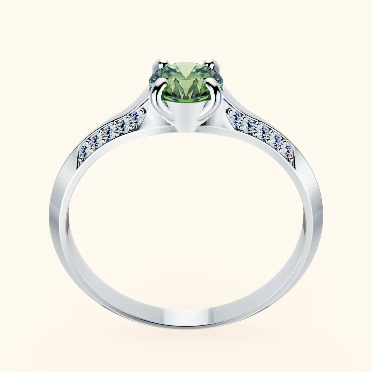 Engagement Ring Délié - 0.5ct Lab Green Diamond with Lab Diamond Side Stones