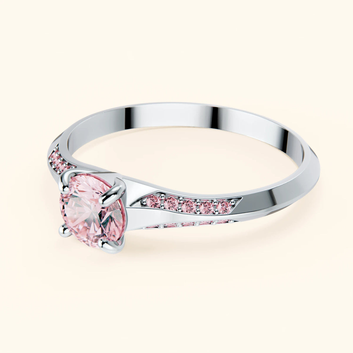 Pierścionek zaręczynowy Délié – Różowy diament laboratoryjny 0,5 ct, kamienie boczne: różowy diament laboratoryjny