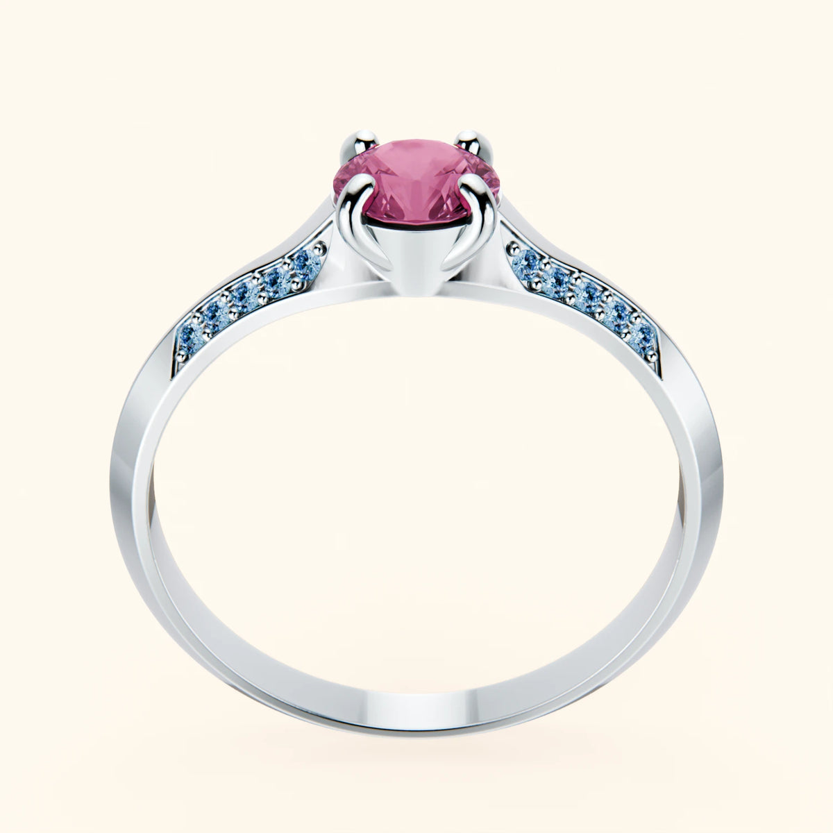 Engagement Ring Délié - 0.60ct Natural Pink Sapphire with Lab Blue Diamond Side Stones