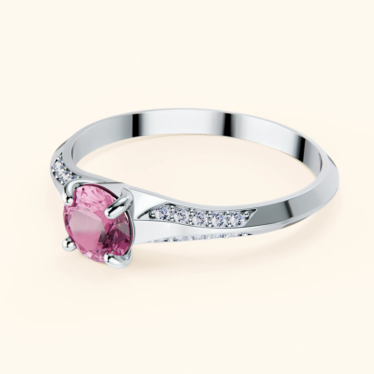 Engagement Ring Délié - 0.60ct Natural Pink Sapphire with Natural Diamond Side Stones