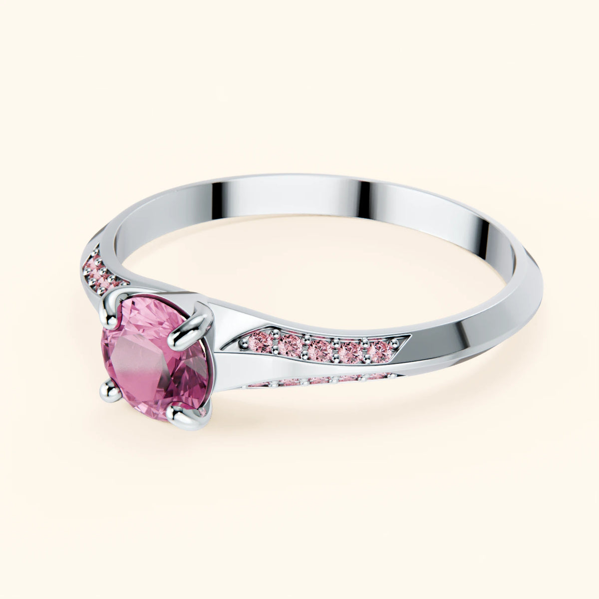 Pierścionek zaręczynowy Délié – Różowy szafir naturalny 0,60 ct, kamienie boczne: różowy diament laboratoryjny