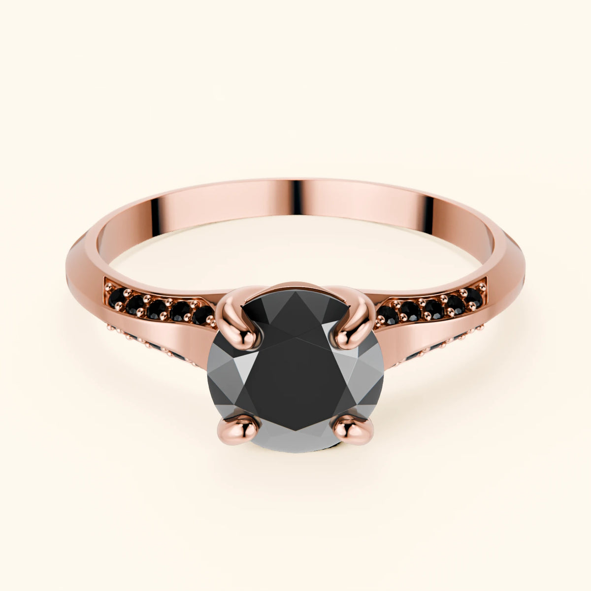 Engagement Ring Délié - 1ct Black Diamond with Black Diamond Side Stones