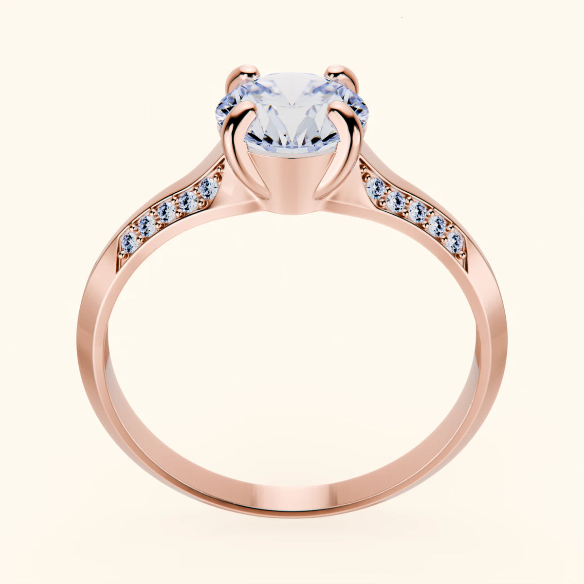 Engagement Ring Délié - 1ct Natural Diamond with Natural Diamond Side Stones