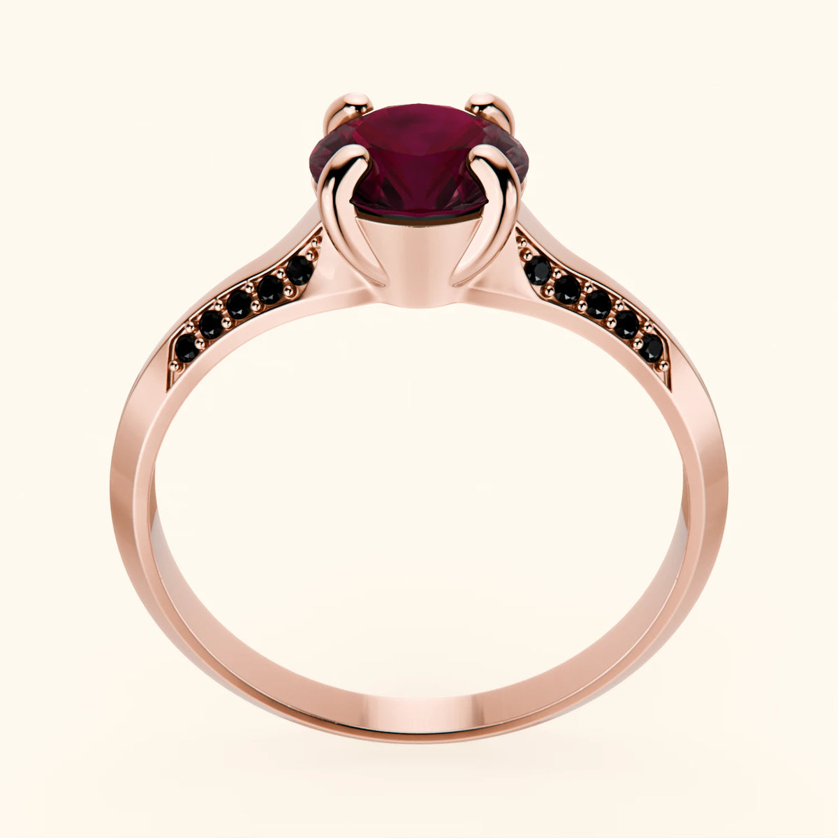Engagement Ring Délié - 1.10ct Natural Ruby with Black Diamond Side Stones