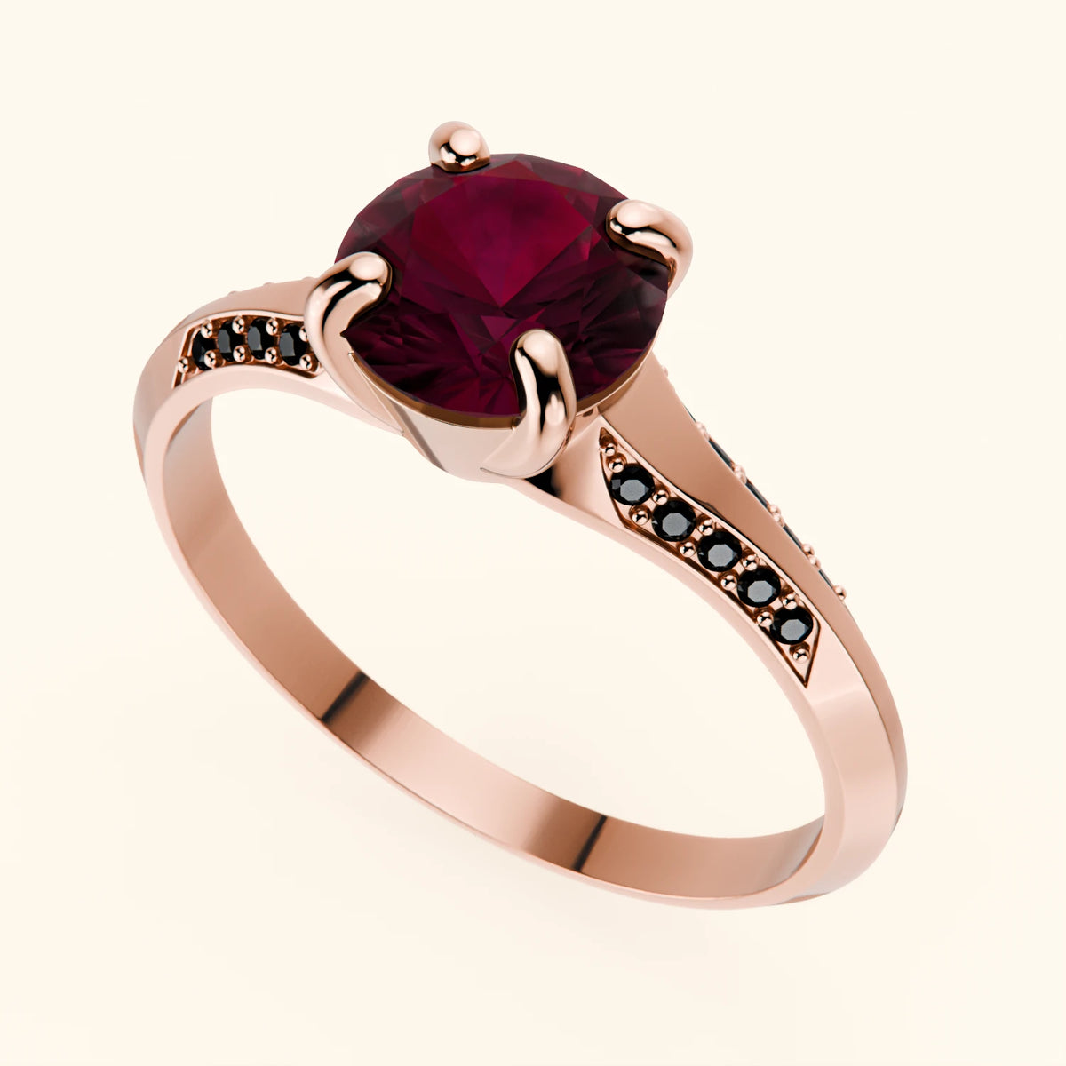 Engagement Ring Délié - 1.10ct Natural Ruby with Black Diamond Side Stones