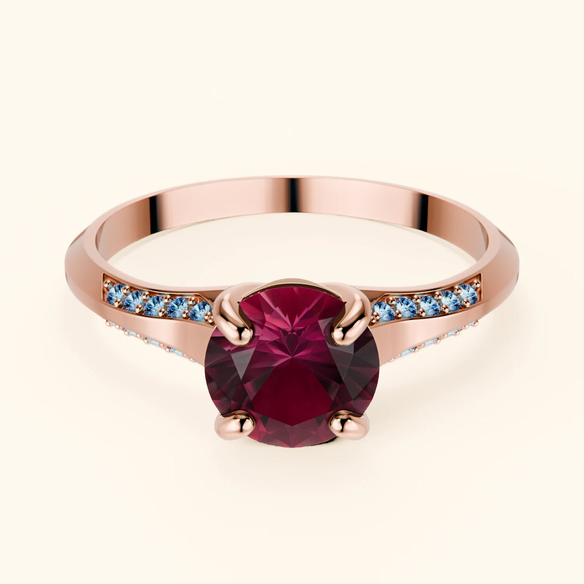 Engagement Ring Délié - 1.10ct Natural Ruby with Lab Blue Diamond Side Stones