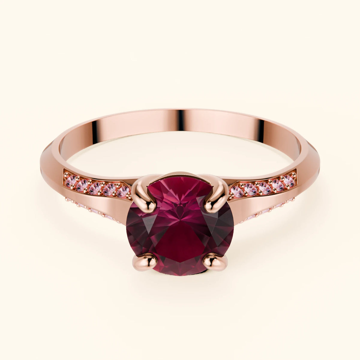 Engagement Ring Délié - 1.10ct Lab Ruby with Lab Pink Diamond Side Stones