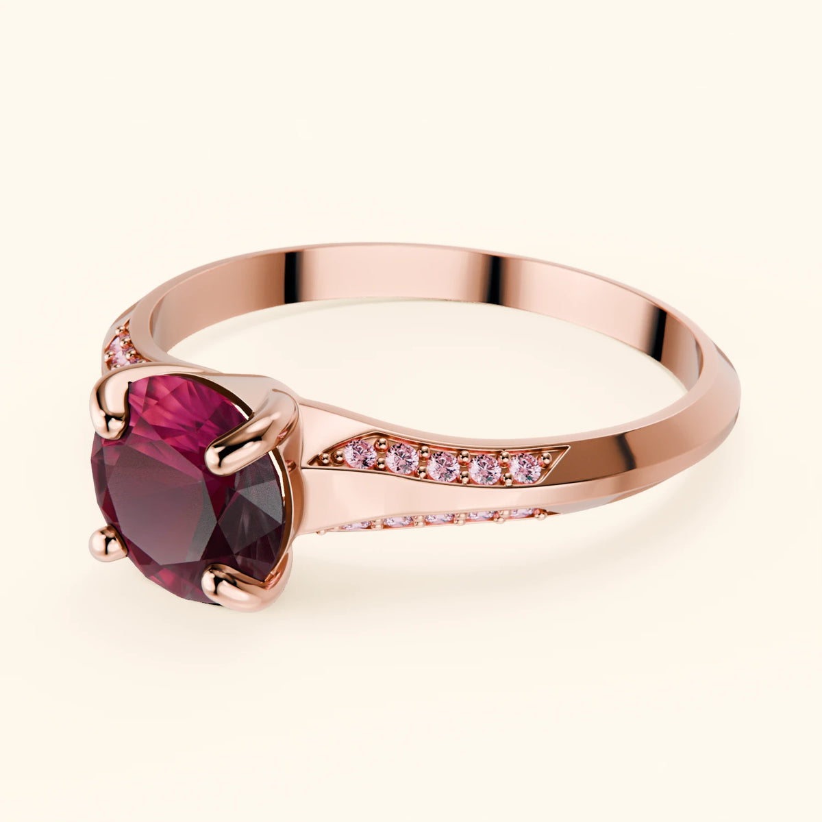 Engagement Ring Délié - 1.10ct Lab Ruby with Lab Pink Diamond Side Stones
