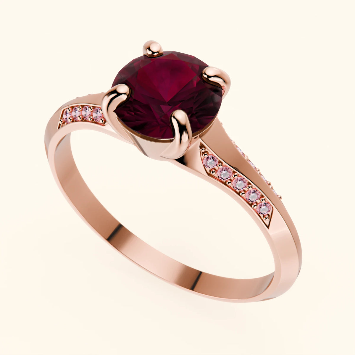 Engagement Ring Délié - 1.10ct Lab Ruby with Lab Pink Diamond Side Stones