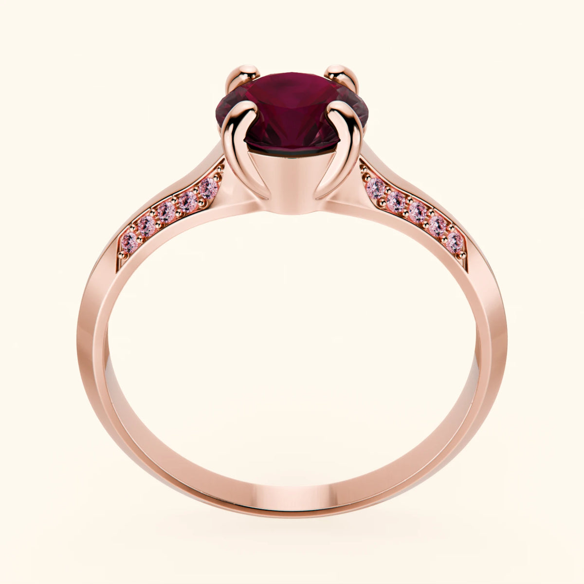 Engagement Ring Délié - 1.10ct Lab Ruby with Lab Pink Diamond Side Stones