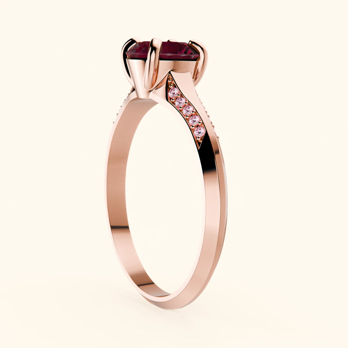 Engagement Ring Délié - 1.10ct Lab Ruby with Lab Pink Diamond Side Stones