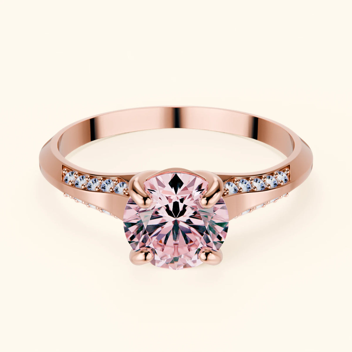 Engagement Ring Délié - 1ct Lab Pink Diamond with Natural Diamond Side Stones