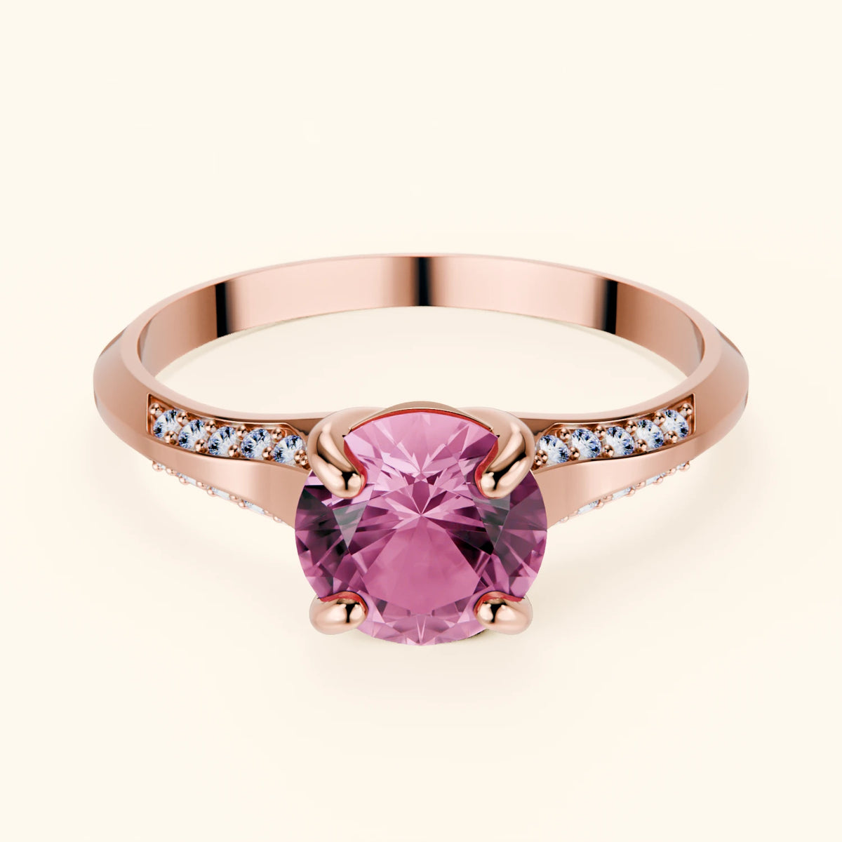 Pierścionek zaręczynowy Délié – Różowy szafir naturalny 1,10 ct, kamienie boczne: diament naturalny