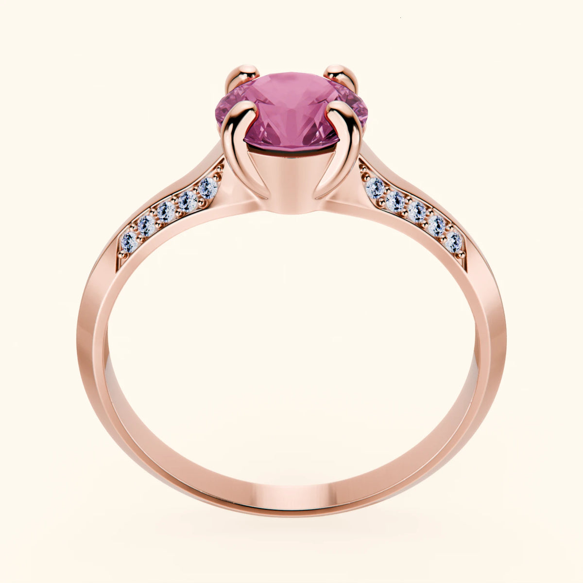 Pierścionek zaręczynowy Délié – Różowy szafir naturalny 1,10 ct, kamienie boczne: diament naturalny