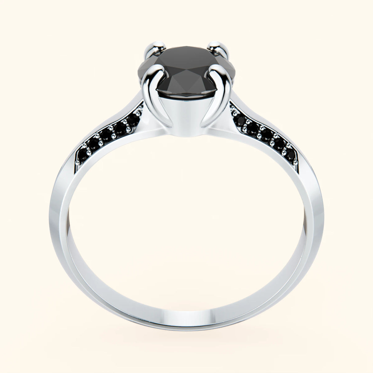 Engagement Ring Délié - 1ct Black Diamond with Black Diamond Side Stones