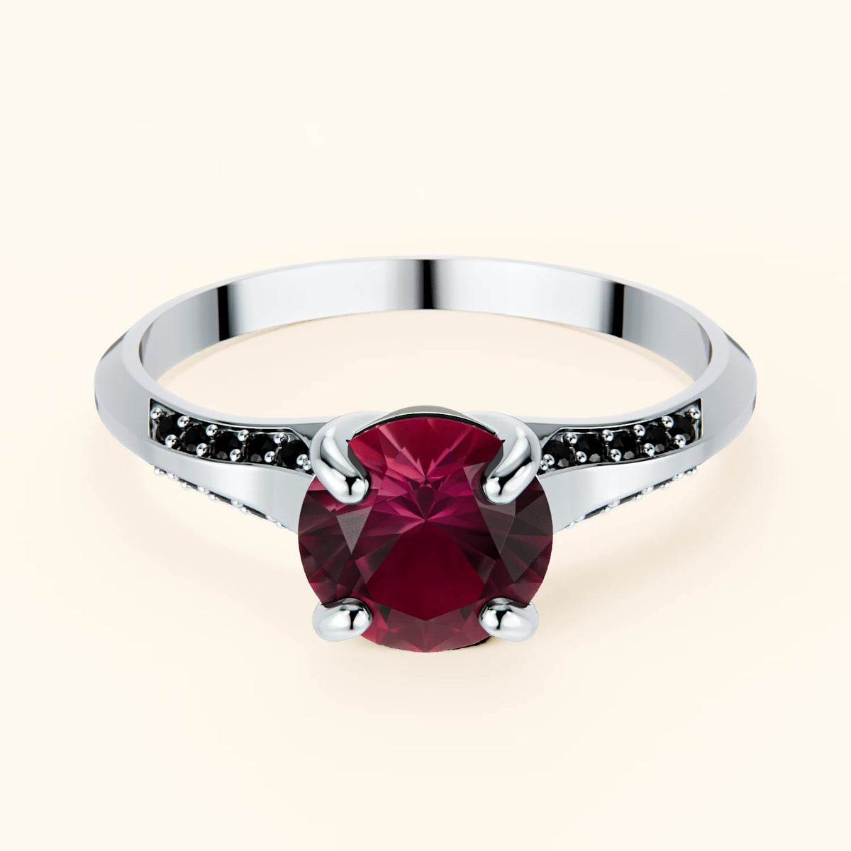 Engagement Ring Délié - 1.10ct Natural Ruby with Black Diamond Side Stones