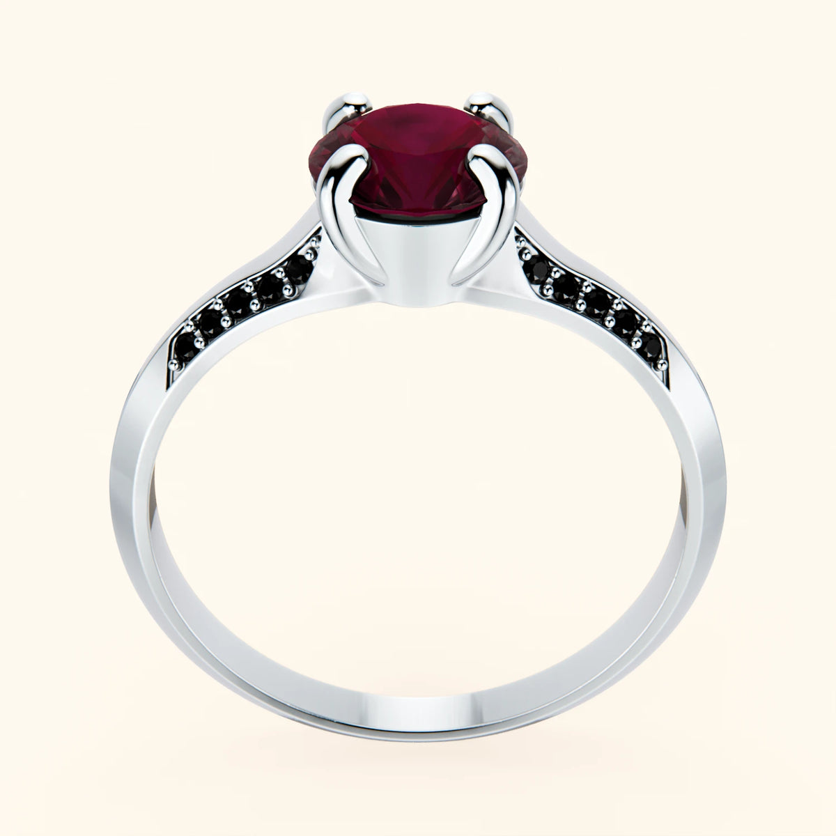 Engagement Ring Délié - 1.10ct Natural Ruby with Black Diamond Side Stones