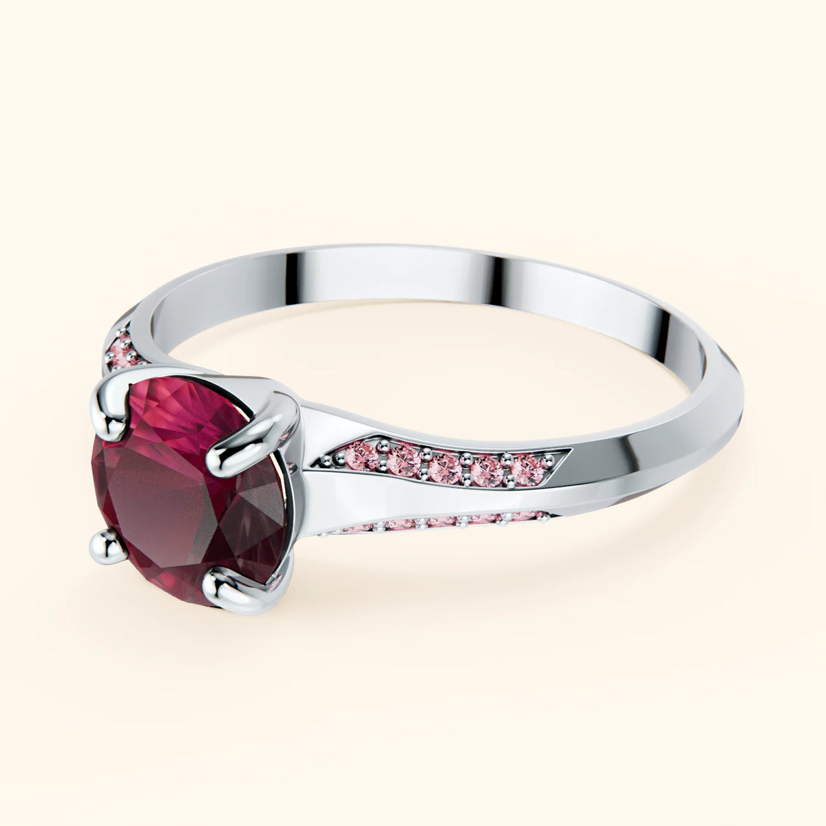 Engagement Ring Délié - 1.10ct Lab Ruby with Lab Pink Diamond Side Stones