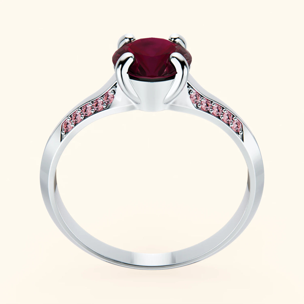 Engagement Ring Délié - 1.10ct Lab Ruby with Lab Pink Diamond Side Stones