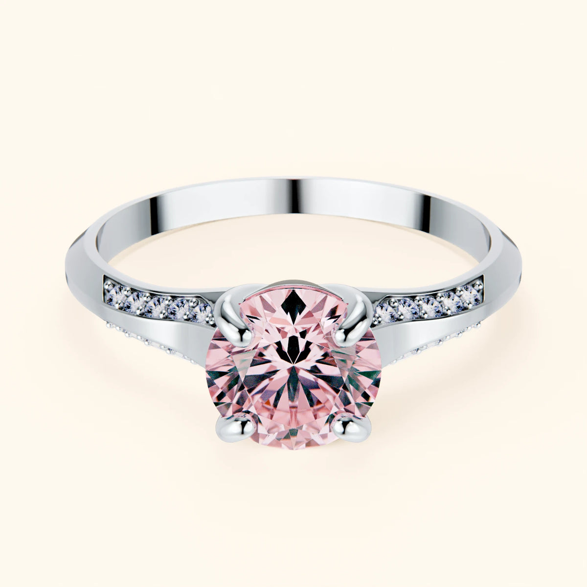 Engagement Ring Délié - 1ct Lab Pink Diamond with Natural Diamond Side Stones
