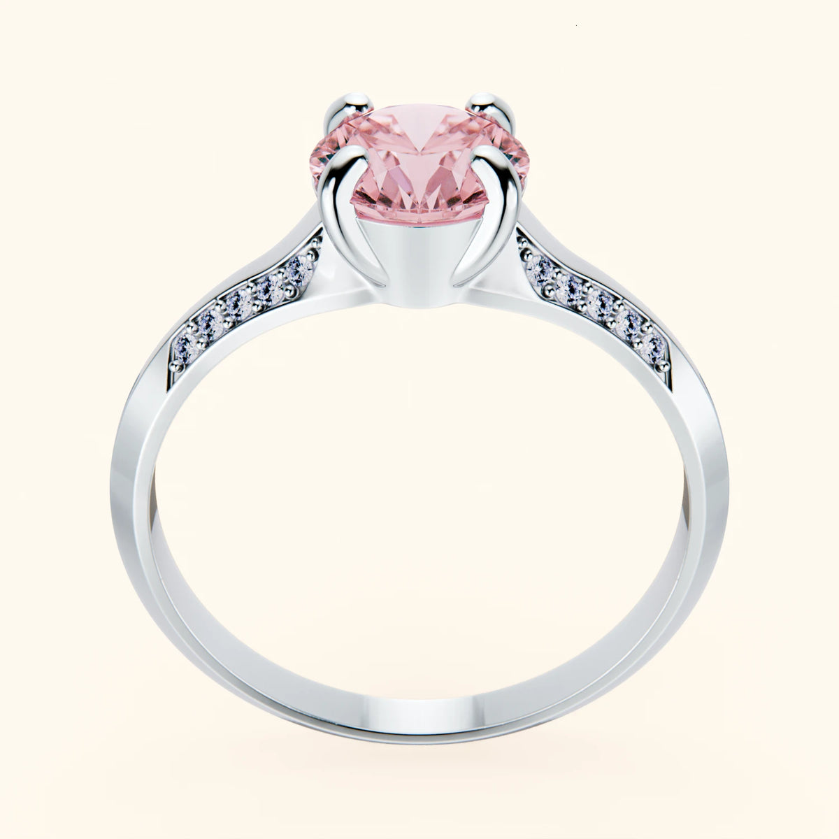 Engagement Ring Délié - 1ct Lab Pink Diamond with Natural Diamond Side Stones