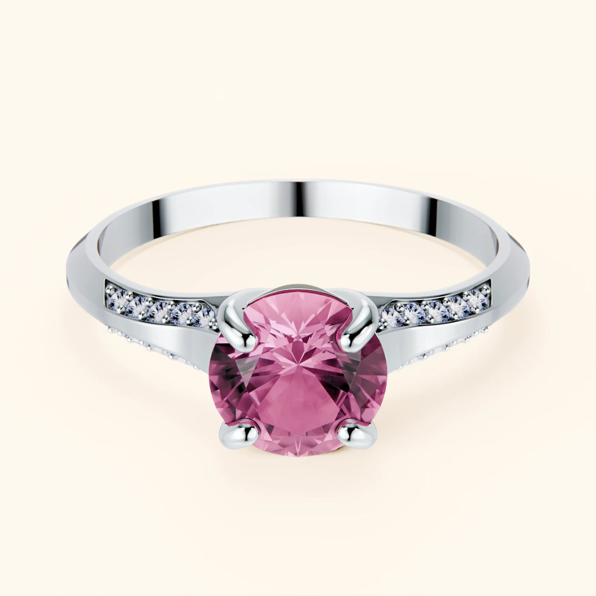 Pierścionek zaręczynowy Délié – Różowy szafir naturalny 1,10 ct, kamienie boczne: diament naturalny
