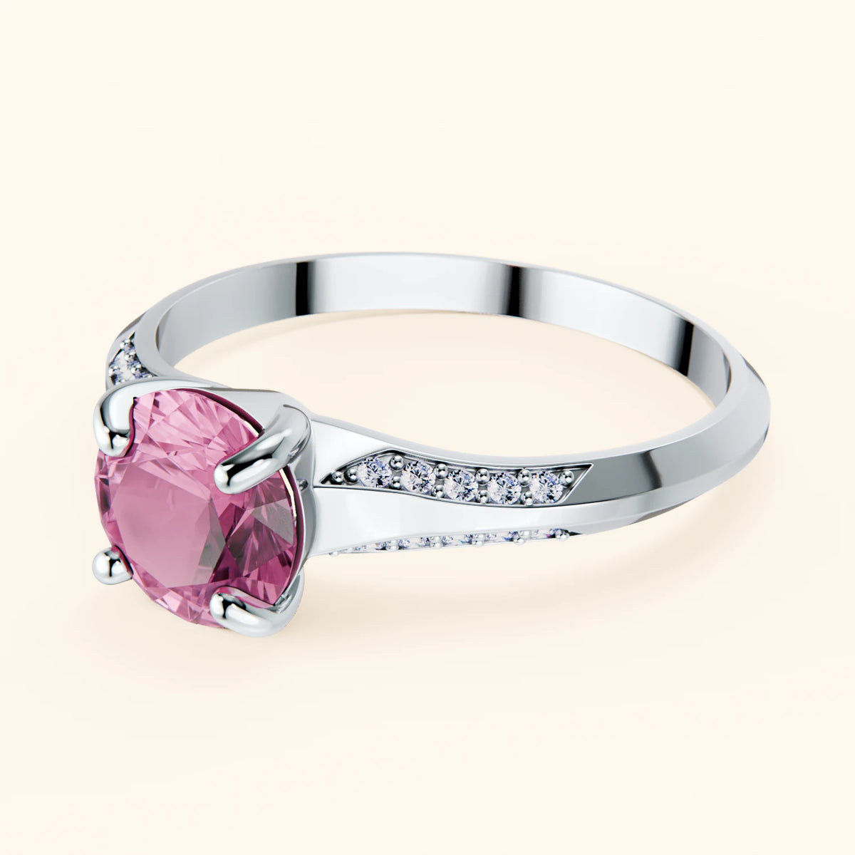 Pierścionek zaręczynowy Délié – Różowy szafir naturalny 1,10 ct, kamienie boczne: diament naturalny