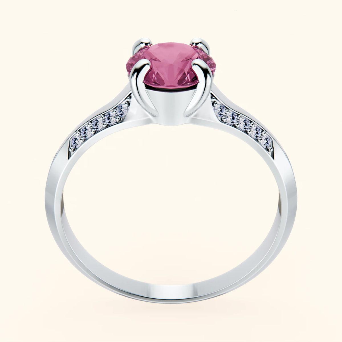 Pierścionek zaręczynowy Délié – Różowy szafir naturalny 1,10 ct, kamienie boczne: diament naturalny