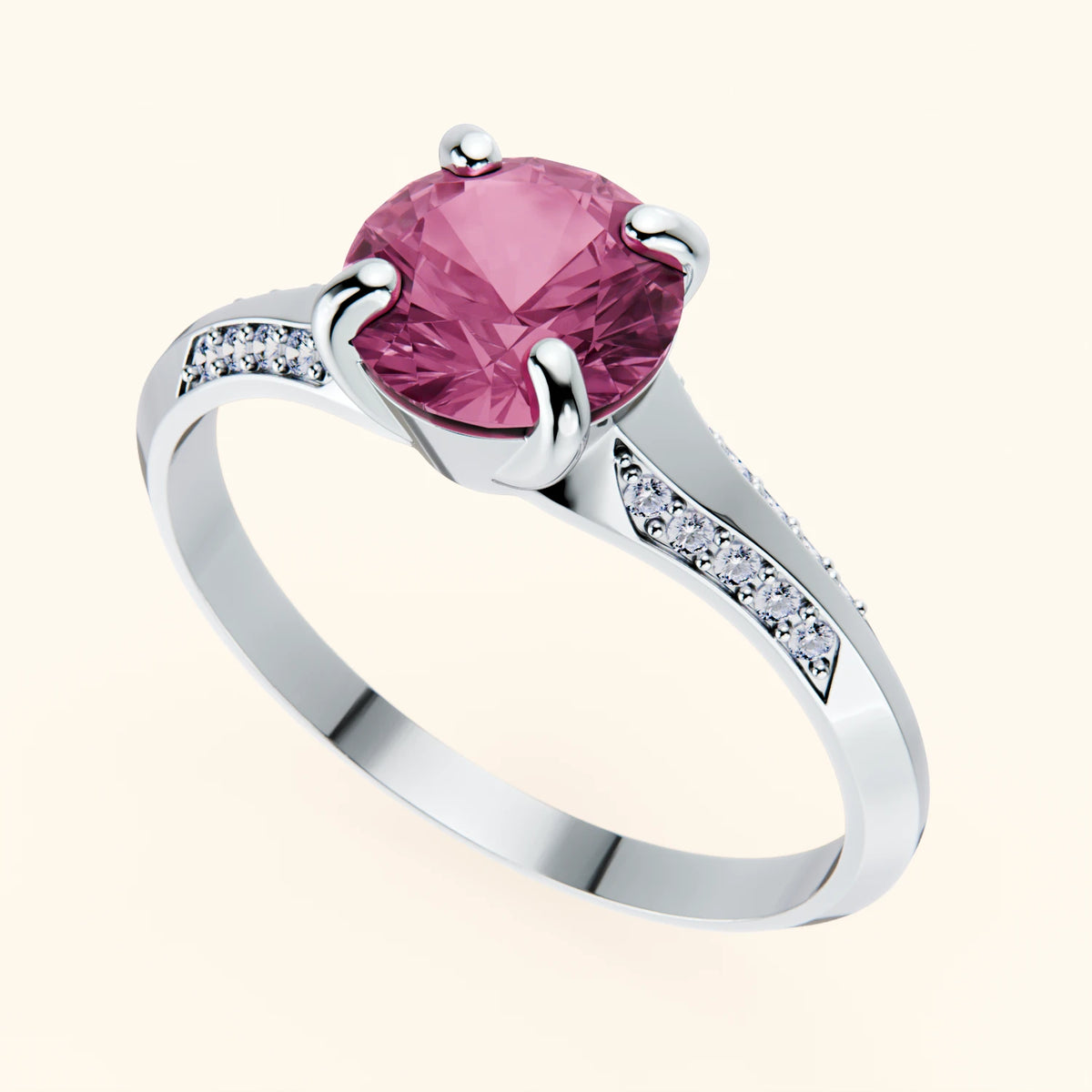Pierścionek zaręczynowy Délié – Różowy szafir naturalny 1,10 ct, kamienie boczne: diament naturalny