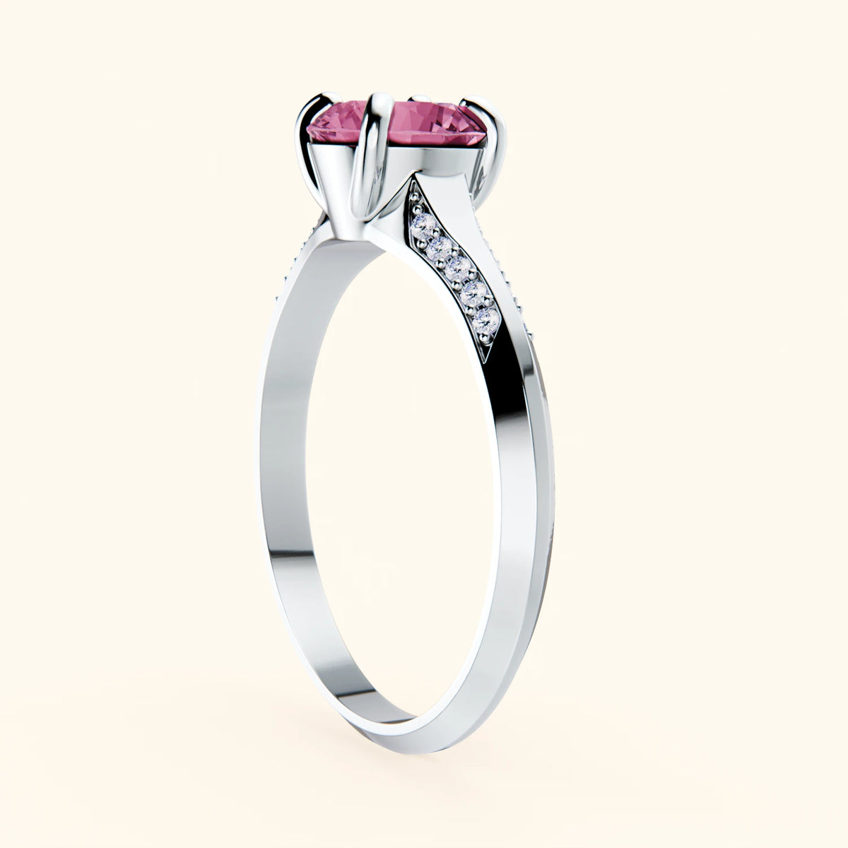 Pierścionek zaręczynowy Délié – Różowy szafir naturalny 1,10 ct, kamienie boczne: diament naturalny