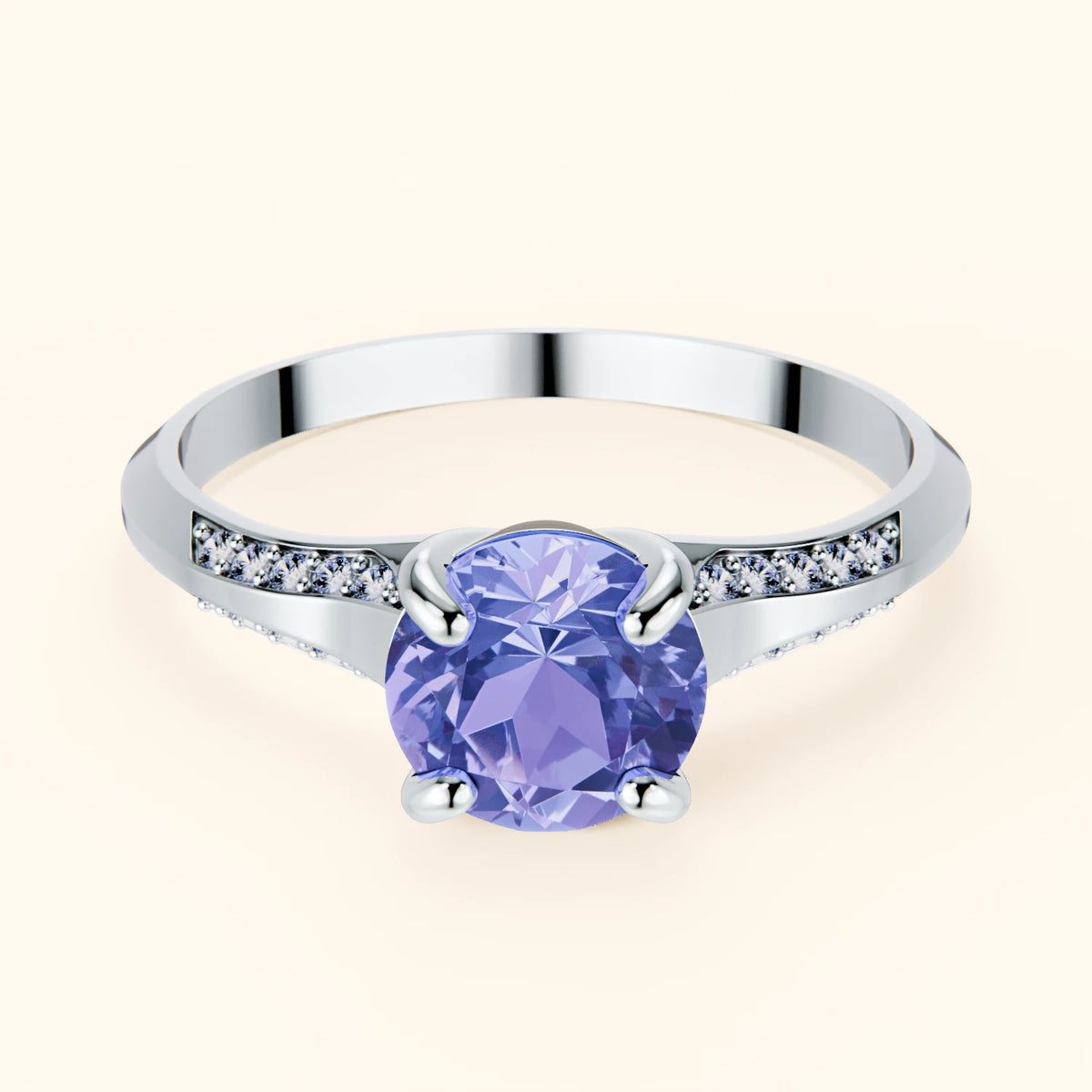 Pierścionek zaręczynowy Délié – Tanzanit 0,80 ct, kamienie boczne: diament naturalny