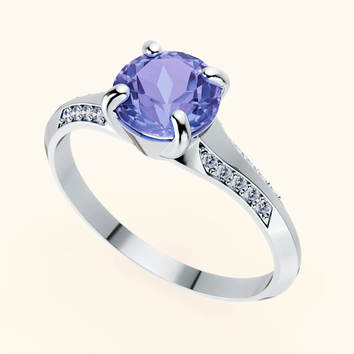 Pierścionek zaręczynowy Délié – Tanzanit 0,80 ct, kamienie boczne: diament naturalny