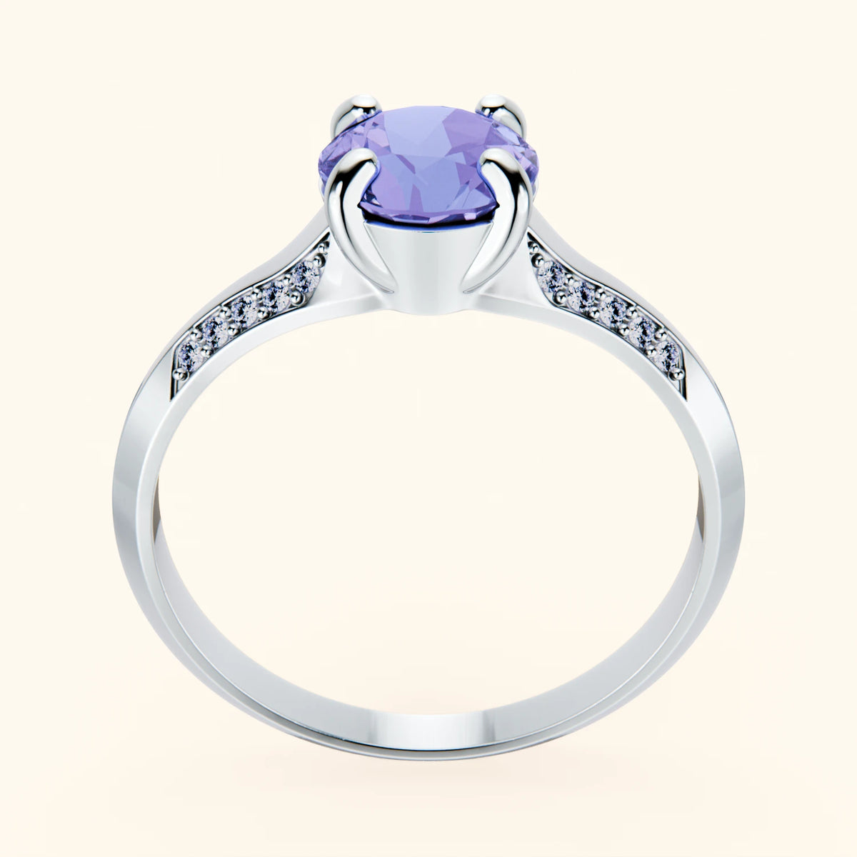 Pierścionek zaręczynowy Délié – Tanzanit 0,80 ct, kamienie boczne: diament naturalny