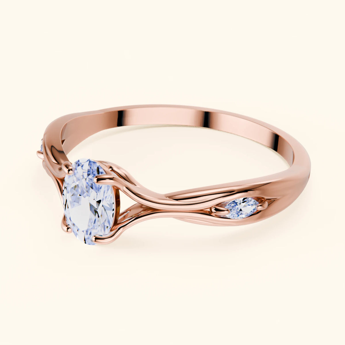 Engagement Ring Diademe - 0.4ct Lab Diamond with Lab Diamond Side Stones