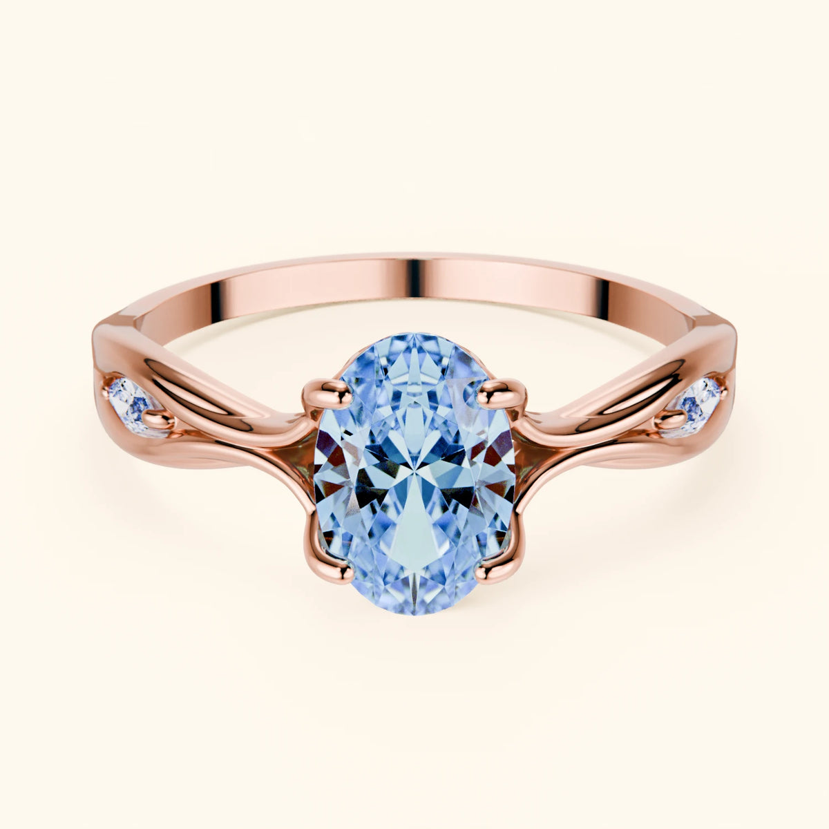 Engagement Ring Diademe - 1.25ct Lab Blue Diamond with Natural Diamond Side Stones