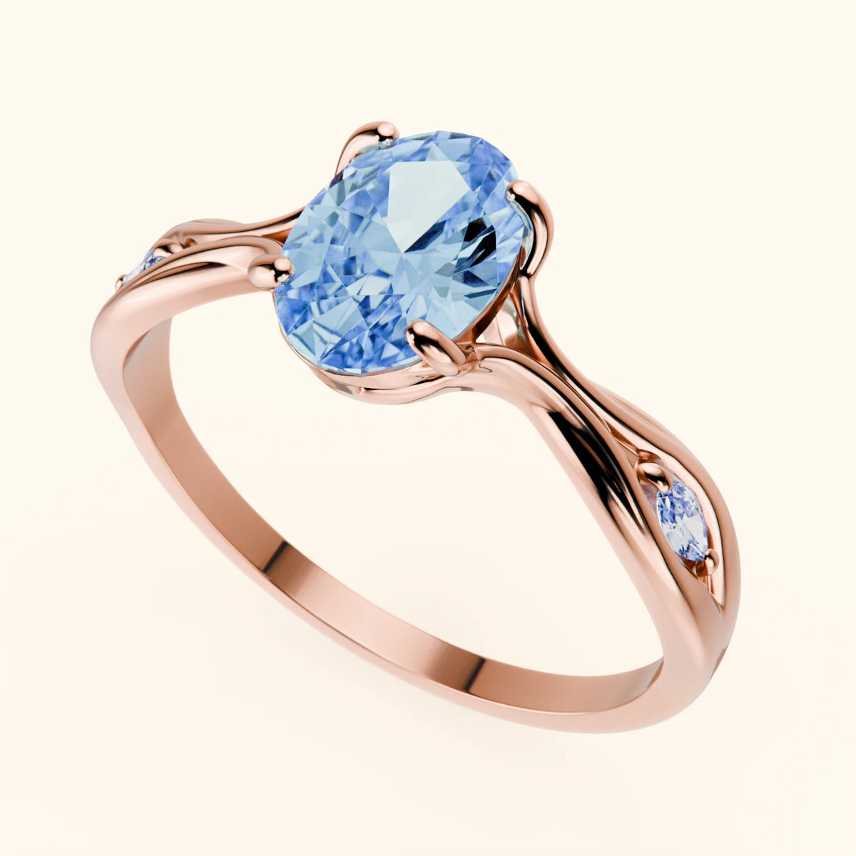 Engagement Ring Diademe - 1.25ct Lab Blue Diamond with Natural Diamond Side Stones